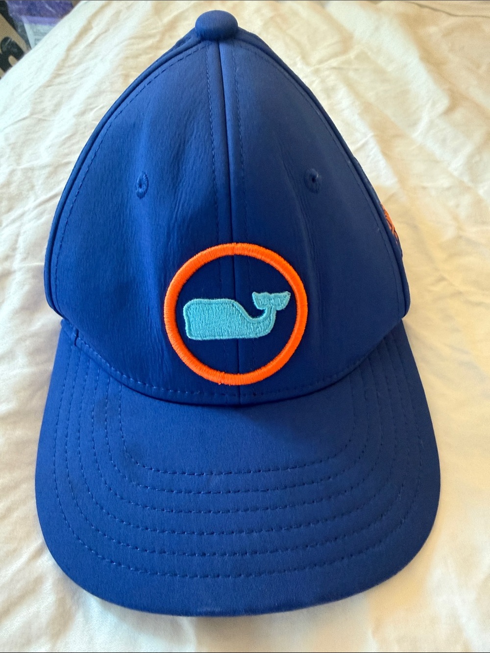 Vineyard Vines Kids Royal Blue Cap with Orange Trim and Light Blue Whale